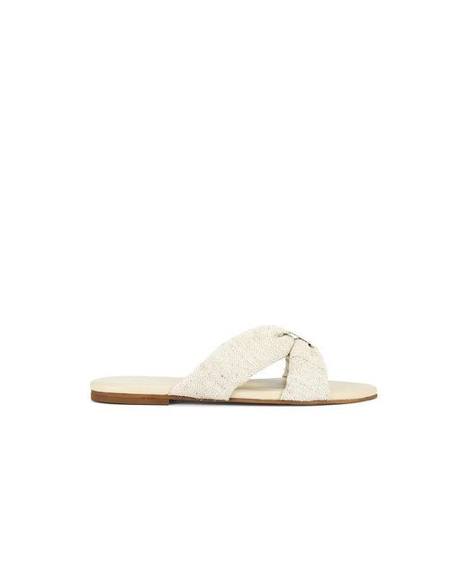 Kaanas White Banha Chunky Criss Cross Linen Sandal