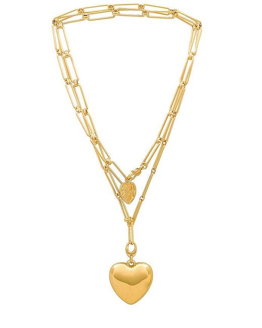 Jenny Bird Metallic X Revolve Puffy Heart Chain Necklace