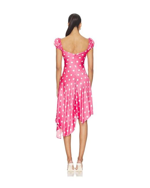 For Love & Lemons Pink Lilian Midi Dress