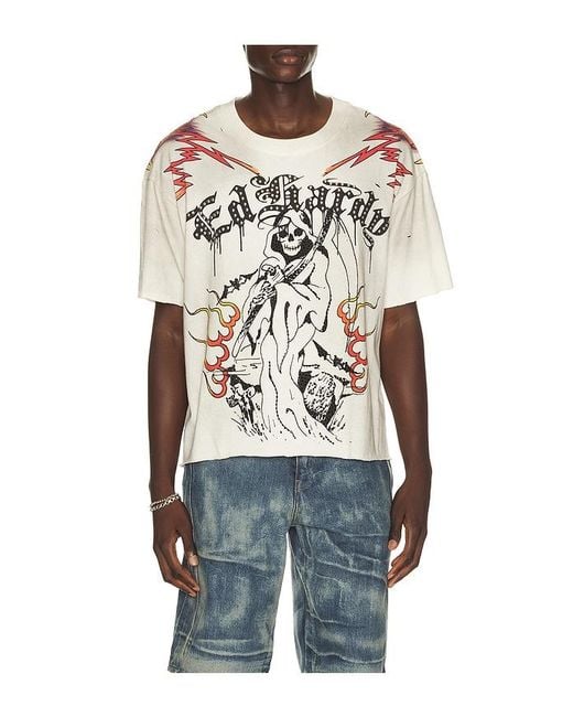 Ed Hardy Blue By Appointment Only Reaper Cropped Boxy Tee for men