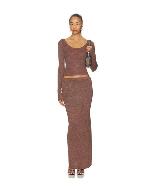 SNDY'S Brown Rumer Knit Maxi Skirt