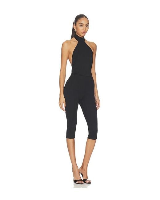 superdown Black Avi Open Back Capri Jumpsuit