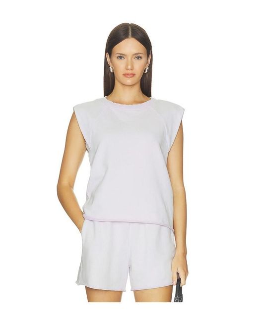 Bobi White Raglan Muscle Tank Top