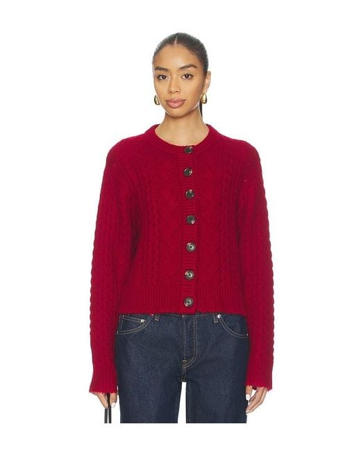 Re/done Red Cable Cardigan