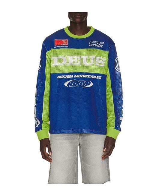 Deus Ex Machina Blue Step Out Moto Jersey for men