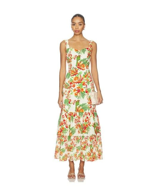 VERANDAH Metallic Garden Tiered Maxi Dress