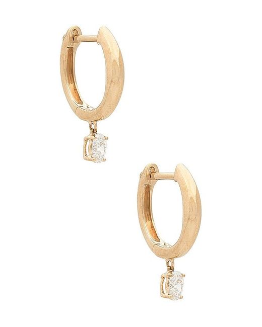 EF Collection Yellow Diamond Oval Drop Gold Dome Huggie Earring