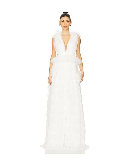 SAU LEE White Sabrina Gown