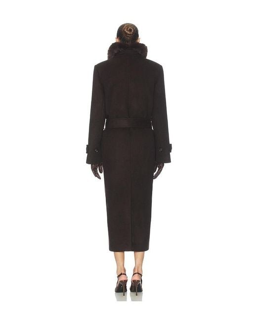 Helsa Black Bold Shoulder Long Coat