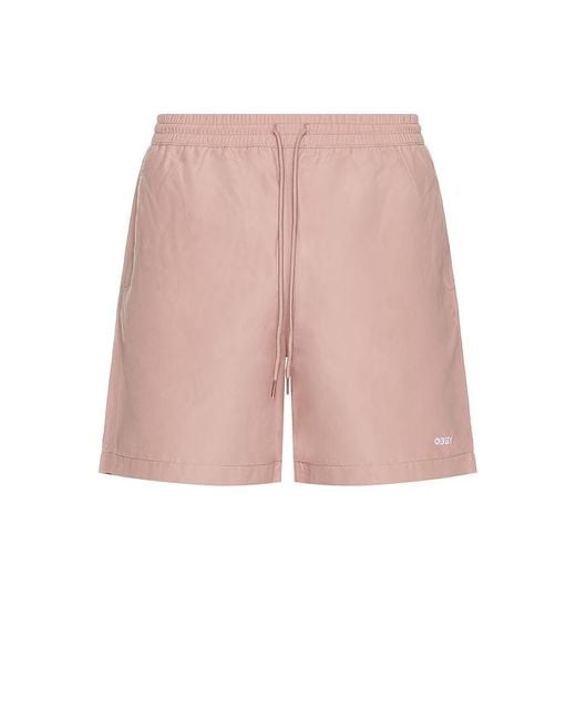 Obey Pink Easy Swim Shorts for men