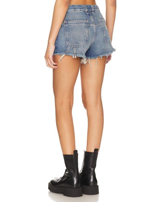 Free People X We The Free Now Or Never Denim Short Blue