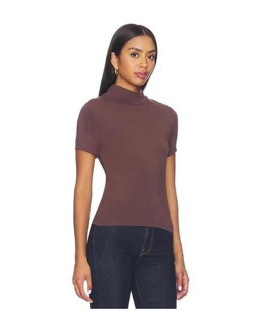 LNA Blue Demi Fitted Mock Neck Top