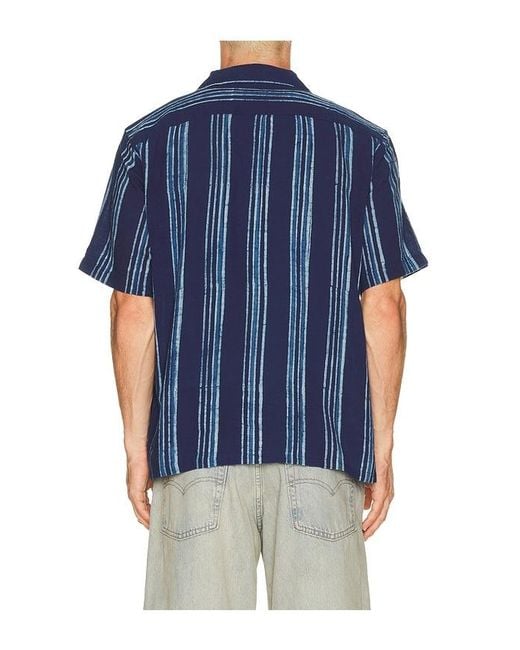 Faherty Brand Blue Short Sleeve Camp Shirt for men