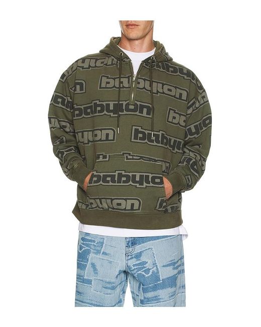 Babylon Green All Over Hoodie for men