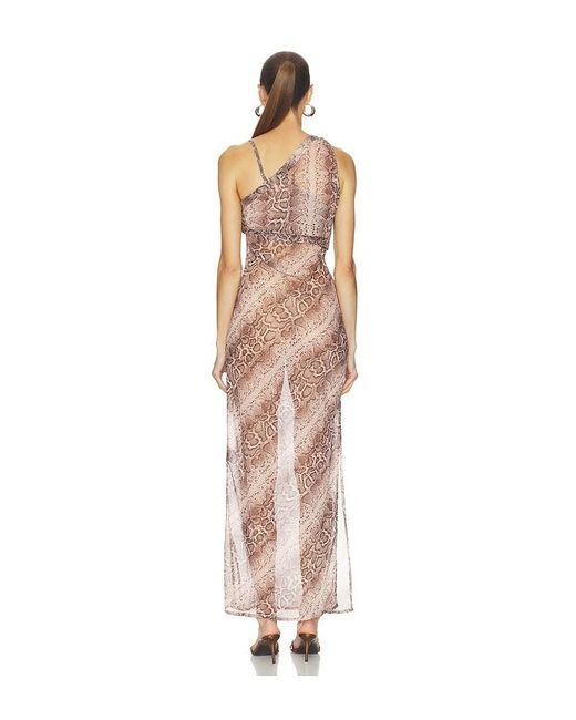 One Teaspoon Natural Negroni Sheer Chiffon One Shoulder Maxi Dress