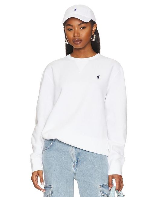 Polo Ralph Lauren White Rl Fleece Crewneck Sweatshirt