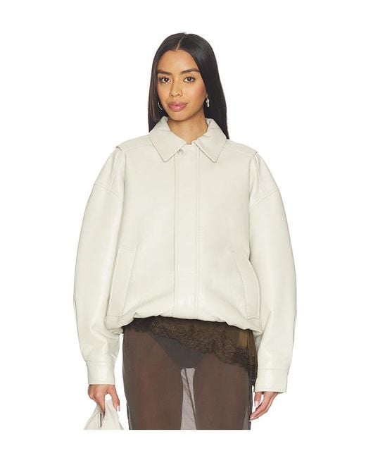 Agolde White Aston Bomber Jacket