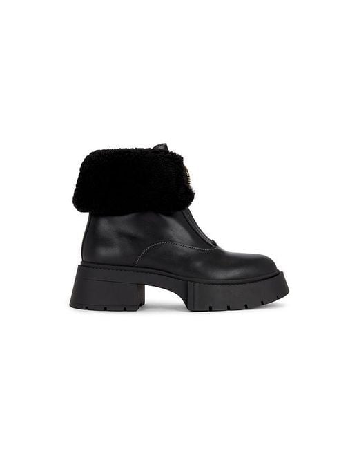 COACH Black Leah Platform Shearling Zip Bootie