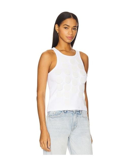 MSGM White Paillette Tank Top