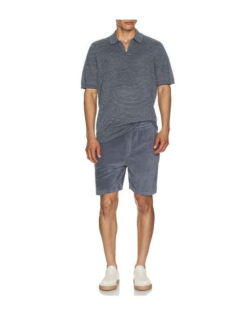 Faherty Brand Blue Linen Sweater Polo for men