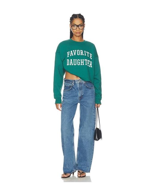 FAVORITE DAUGHTER Green The Cropped Collegiate Sweatshirt