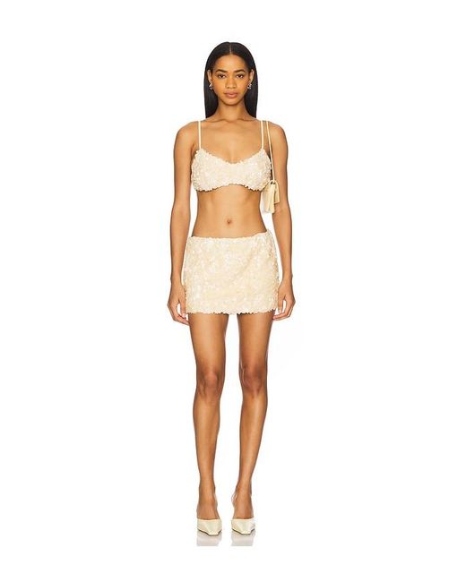 GUIZIO White Ari Gathered Sequin Skirt