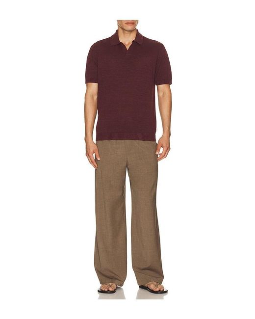 Onia Red Silk Linen Johnny Polo for men