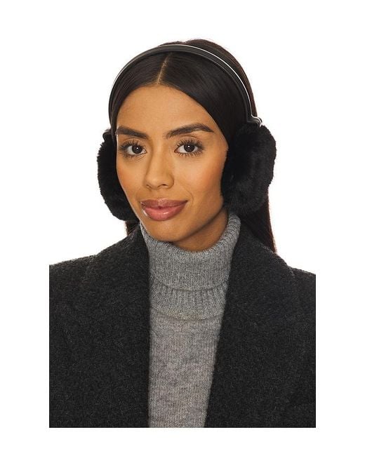 Jocelyn Black Faux Mink & Leather Earmuffs