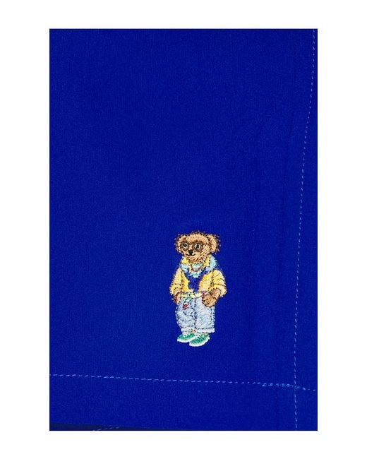 Polo Ralph Lauren Blue Novelty Island Bear Traveler Swim Trunk for men