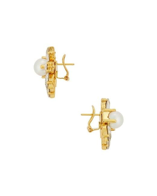 Anton Heunis Metallic Omega Clasp Flower Motif Stud Earrings