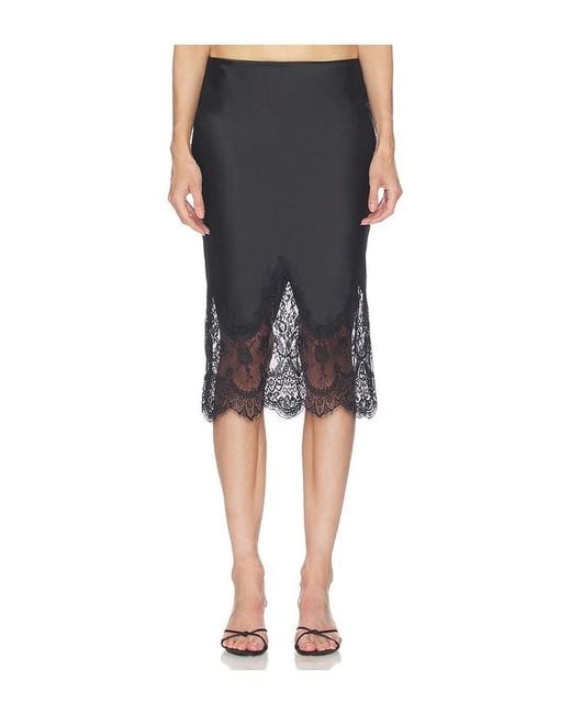 Norma Kamali Black Bias Half Slip Skirt With Lace