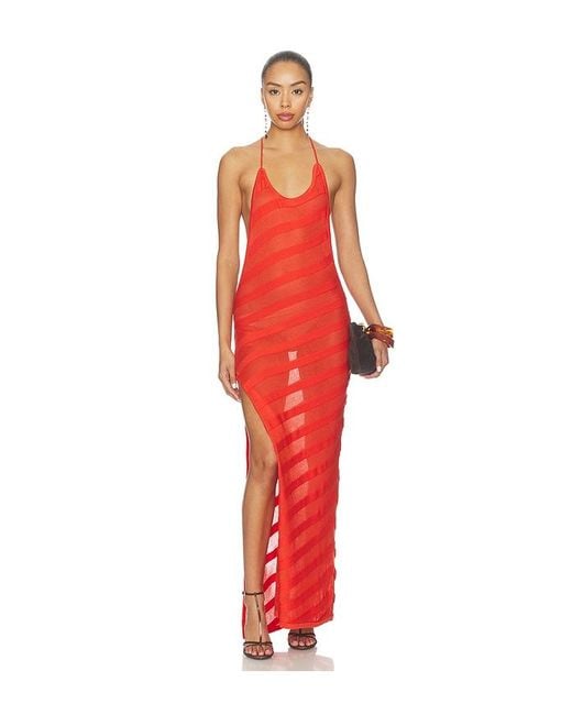 Jaded London Red Knit Maxi Dress