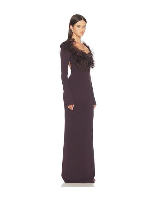 The Attico Purple Long Feather Gown