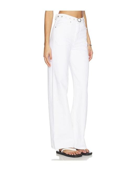Levi's White Ribcage Wide Leg Belted