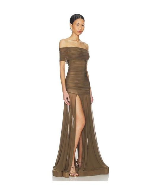 Bronx and Banco Natural Dakar Off Shoulder Sheer Maxi Dress