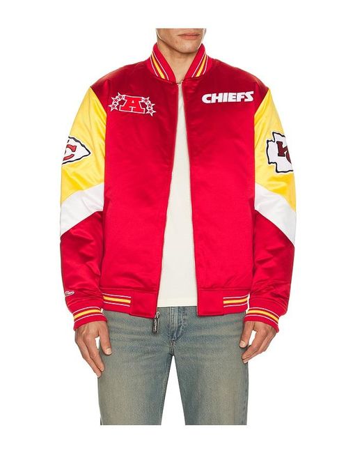 Mitchell & Ness Red Nfl Chiefs Throw It Back Heavyweight Satin Jacket for men