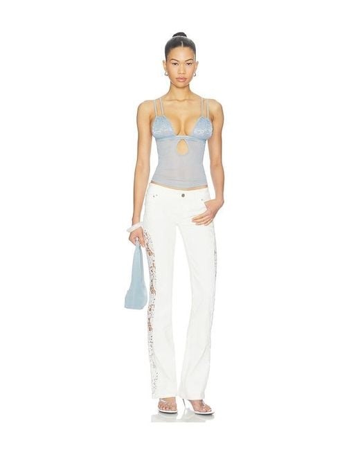 Jaded London White Cooper Jeans With Lace Applique