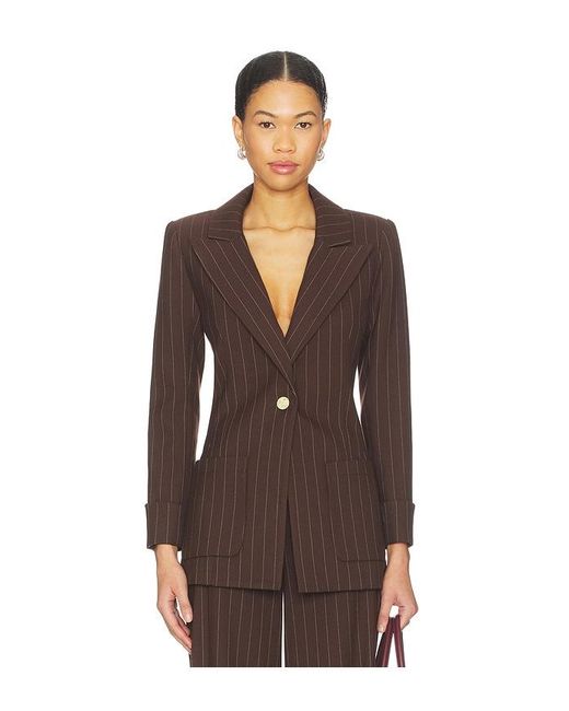 Alice + Olivia Brown Burns Fitted Roll Cuff Blazer
