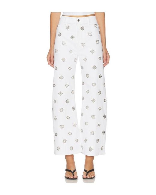 Veronica Beard White Grant High Rise Wide Leg Crop