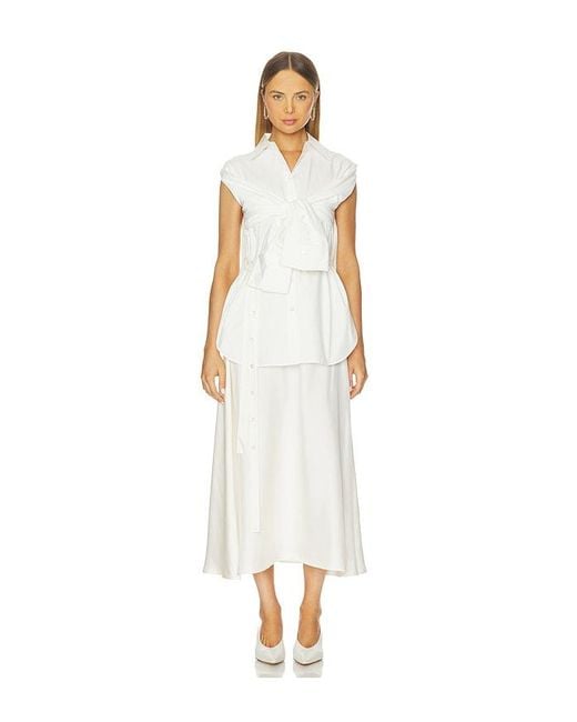 Rohe White Poplin Silk Combined Gilet Dress