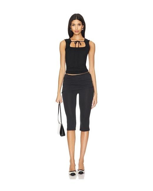 geel Black Modal Drawstring Neck Top