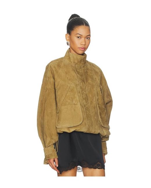 The Attico Natural Suede Bomber Jacket