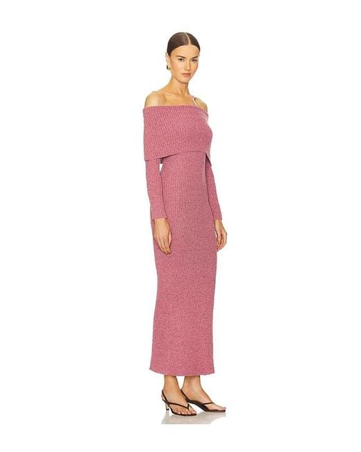 Line & Dot Red Lenora Off Shoulder Dress