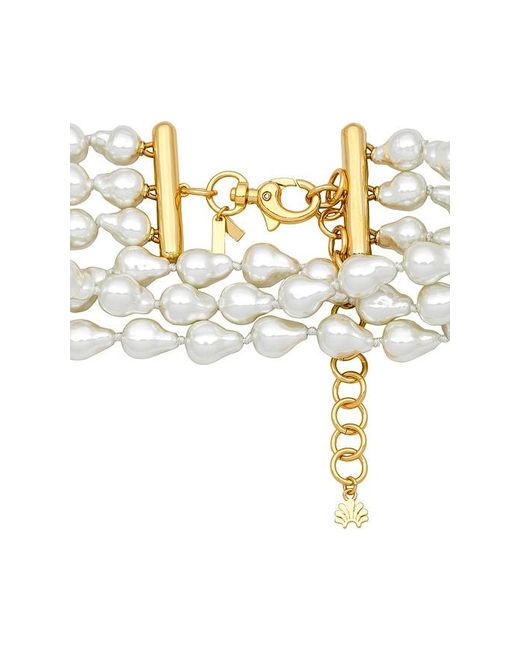 Lele Sadoughi Metallic Jackie Pearl Triple Row Choker