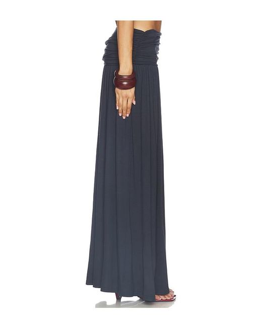 Seven Wonders Blue Avanni Ruched Low Waist Maxi Skirt