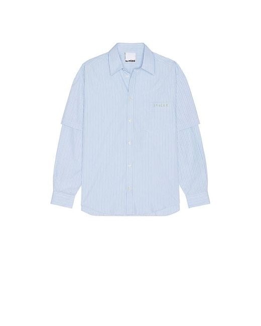 メンズ le PERE Le Pre Double Sleeve ボタンダウン Blue