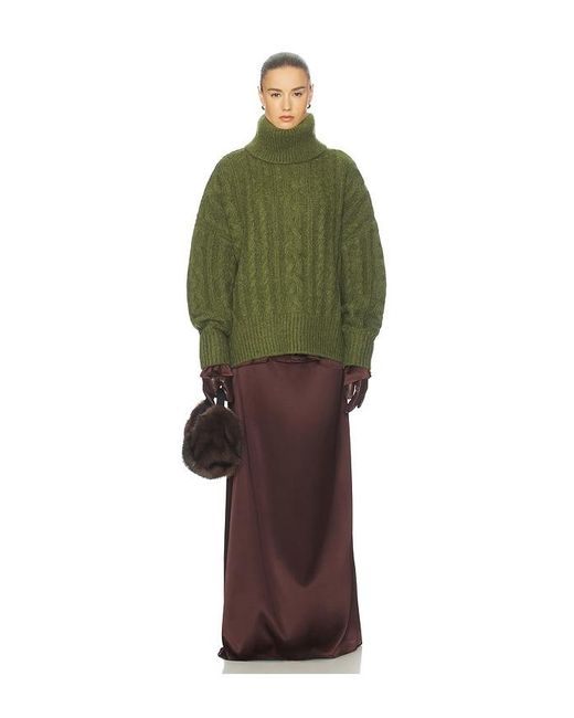 Helsa Green Claudiya Cable Turtleneck