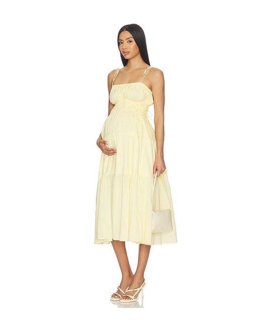 BUMPSUIT Natural Shirred Midi Poplin Dress