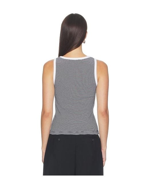 Enza Costa Black Cotton Mini Stripe Tank