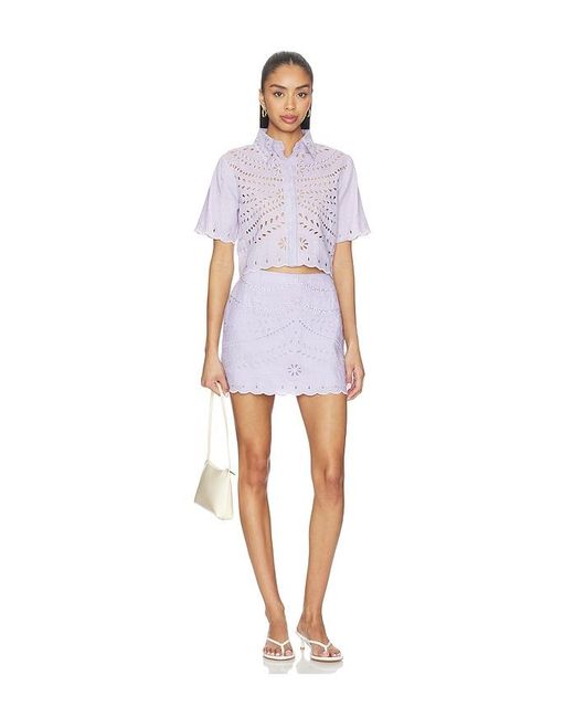 Karina Grimaldi White Elin Embroidered Skort